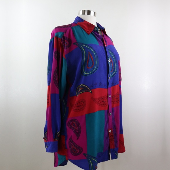 Chico’s Design Silk Long Sleeve Paisley 2 Blouse - Picture 2 of 8